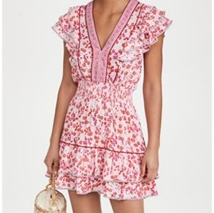 Poupette St. Barth Camila Mini Dress Pink Daffodil NWT Cottagecore Floral Size M